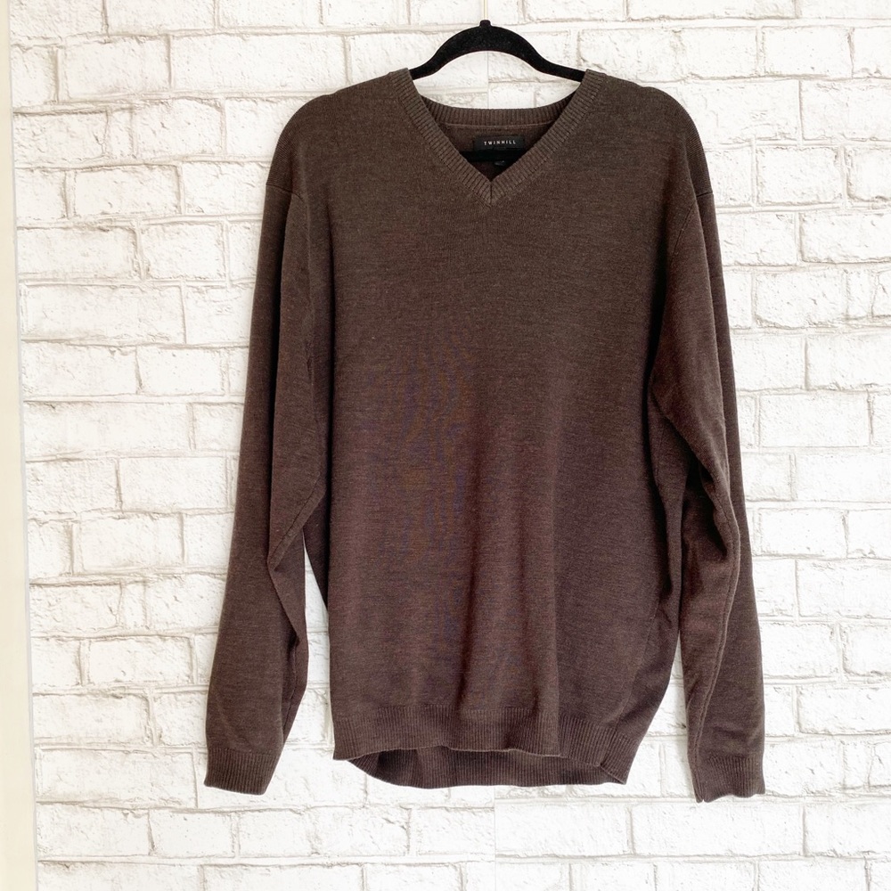 Twinhill Men’s Brown V Neck Sweater Size XL